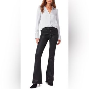 Paige High Rise Lou Lou Exposed BF Black Fog Luxe Coating - sz 28